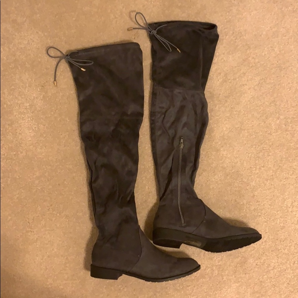 Grey OTK boots